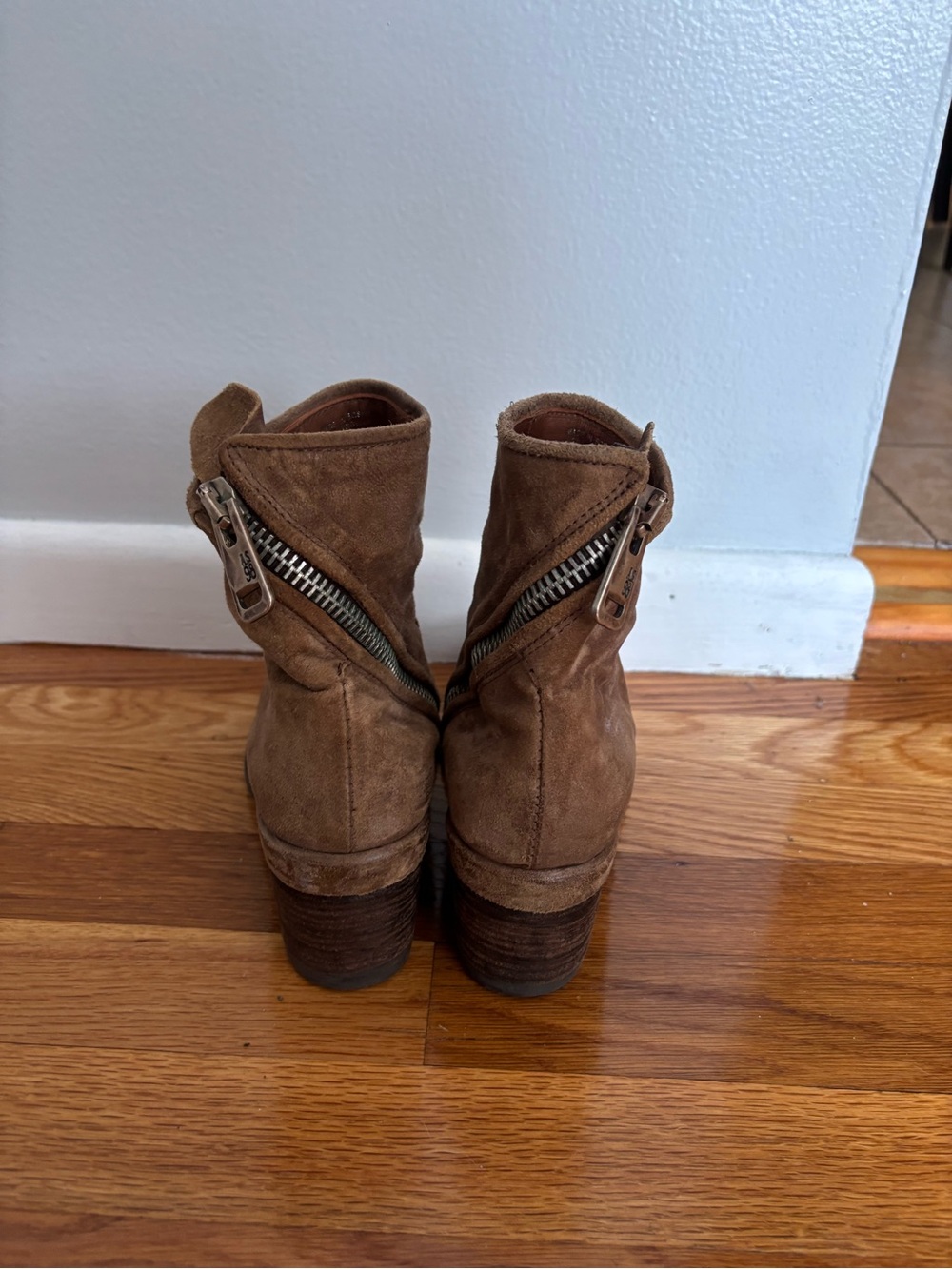 A.S.98 Women's Tan Suede Zip Side Ankle Boots - Picture 4 of 6